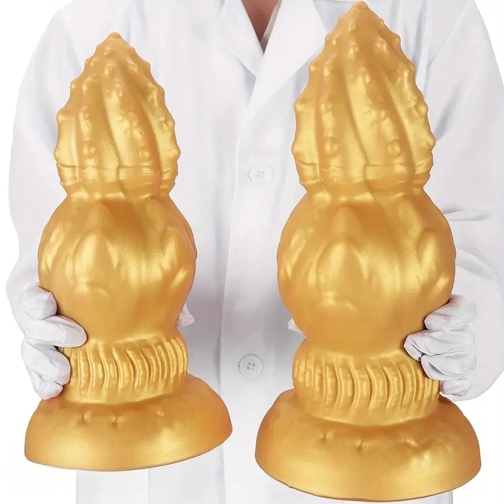 7.87in 9.05in 10.23in 11.41in Golden Gourd Sharp Pointed Large Thick Dildo