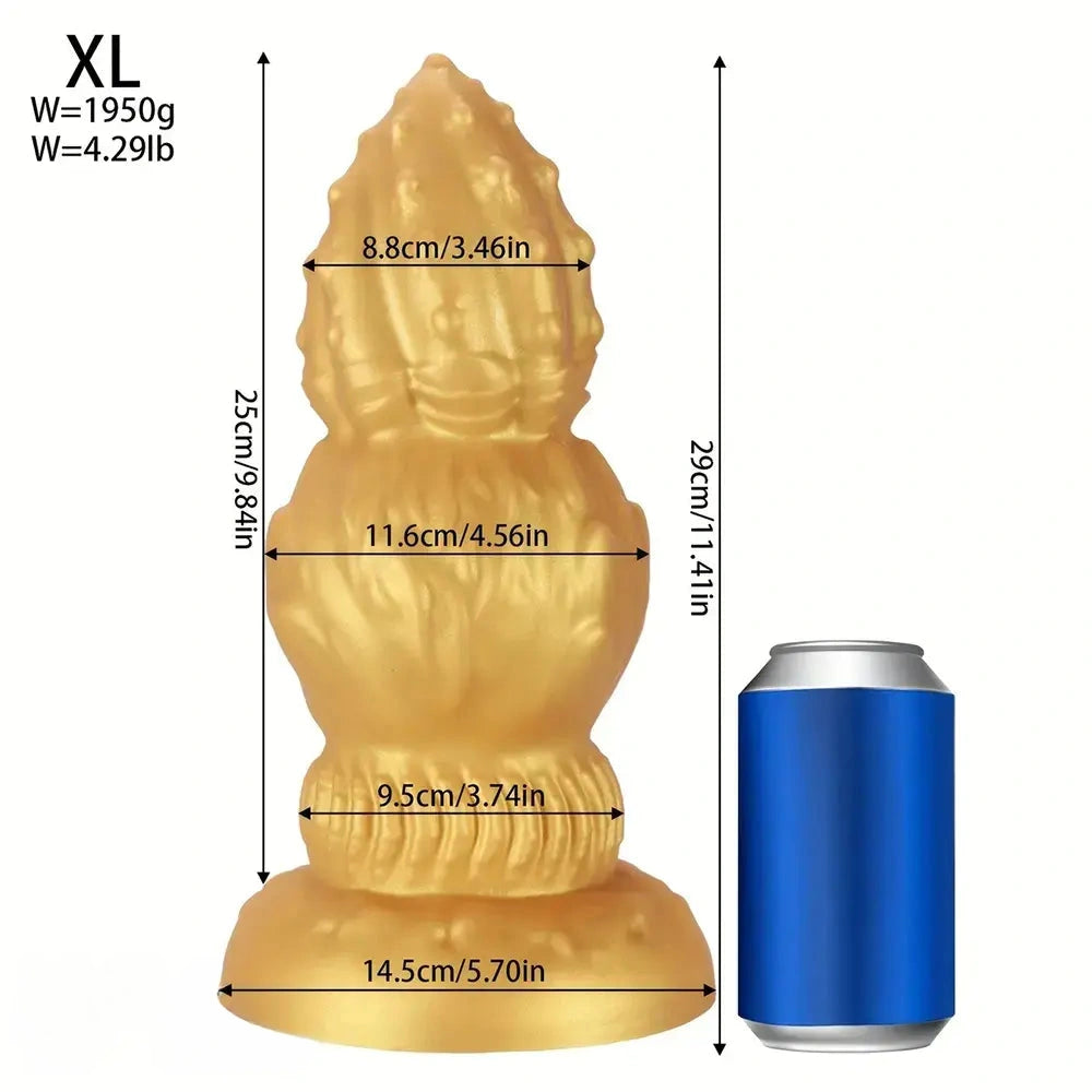 7.87in 9.05in 10.23in 11.41in Golden Gourd Sharp Pointed Large Thick Dildo