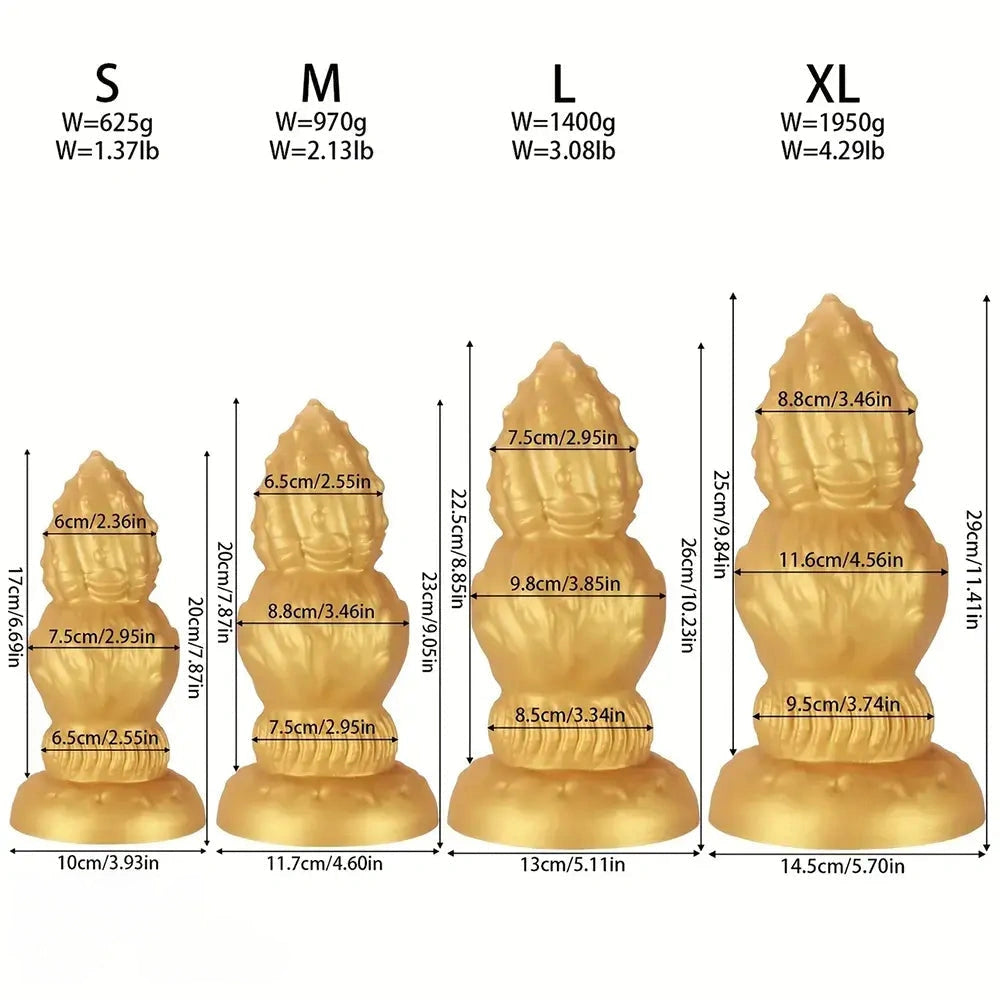 7.87in 9.05in 10.23in 11.41in Golden Gourd Sharp Pointed Large Thick Dildo