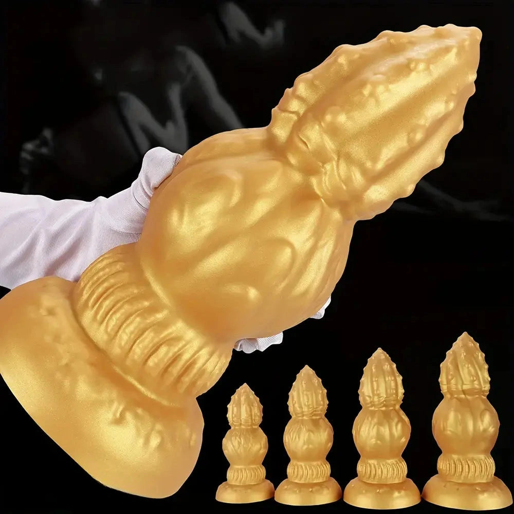 7.87in 9.05in 10.23in 11.41in Golden Gourd Sharp Pointed Large Thick Dildo