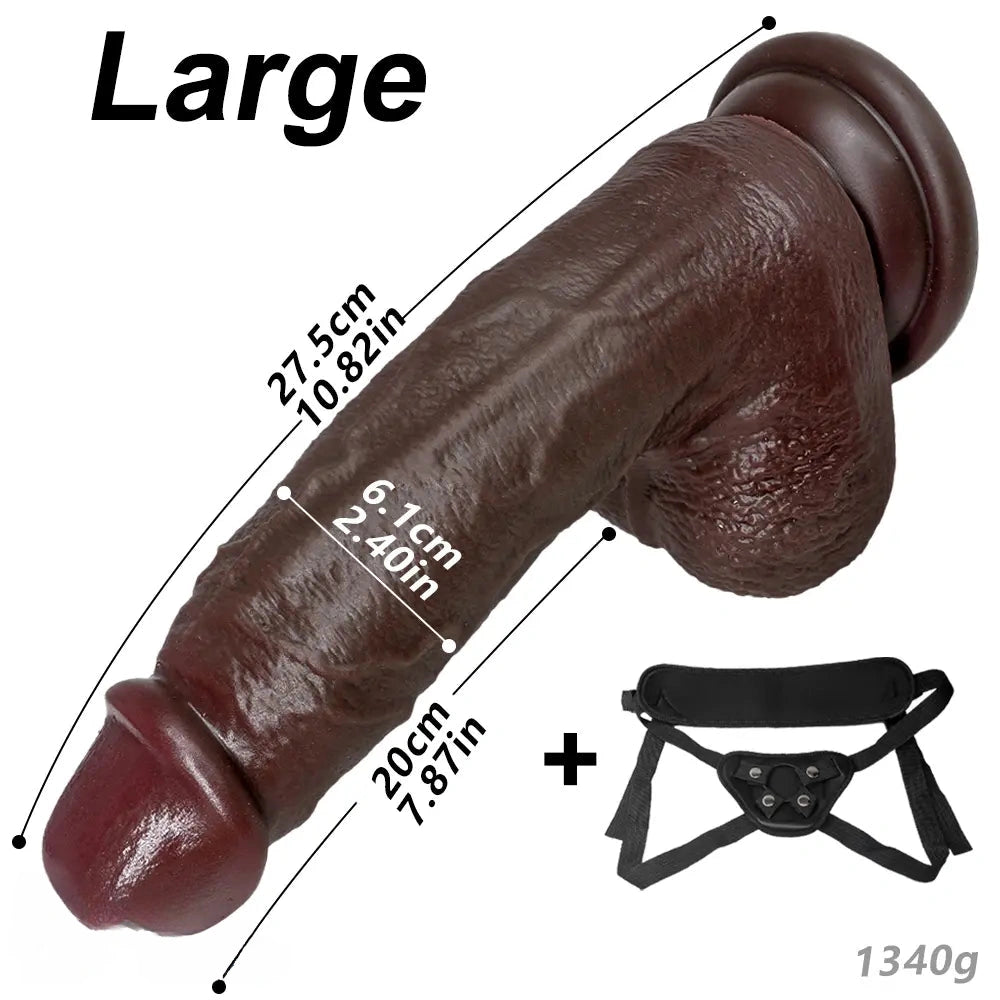 7.87in 9.05in 10.82in Strap on Realistic Soft Dildo With Exposed Glans