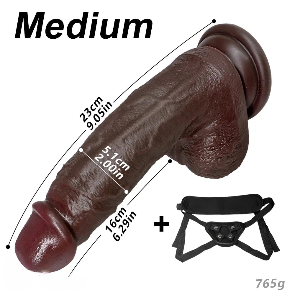 7.87in 9.05in 10.82in Strap on Realistic Soft Dildo With Exposed Glans