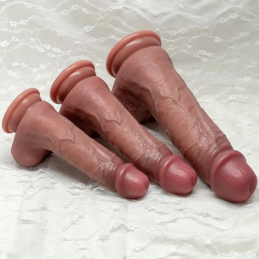 7.87in 9.05in 10.82in Strap on Silicone Real Dildo For Vaginal Anal Play