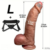 7.87in 9.25in 10.62in Strap on Foreskin Silicone Soft Uncut Dildo For Women