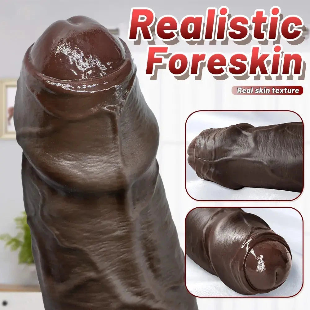 7.87in 9.25in 10.62in Uncut Foreskin Strap on Dildo Masturbation Device