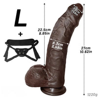 7.87in 9.25in 10.62in Uncut Foreskin Strap on Dildo Masturbation Device