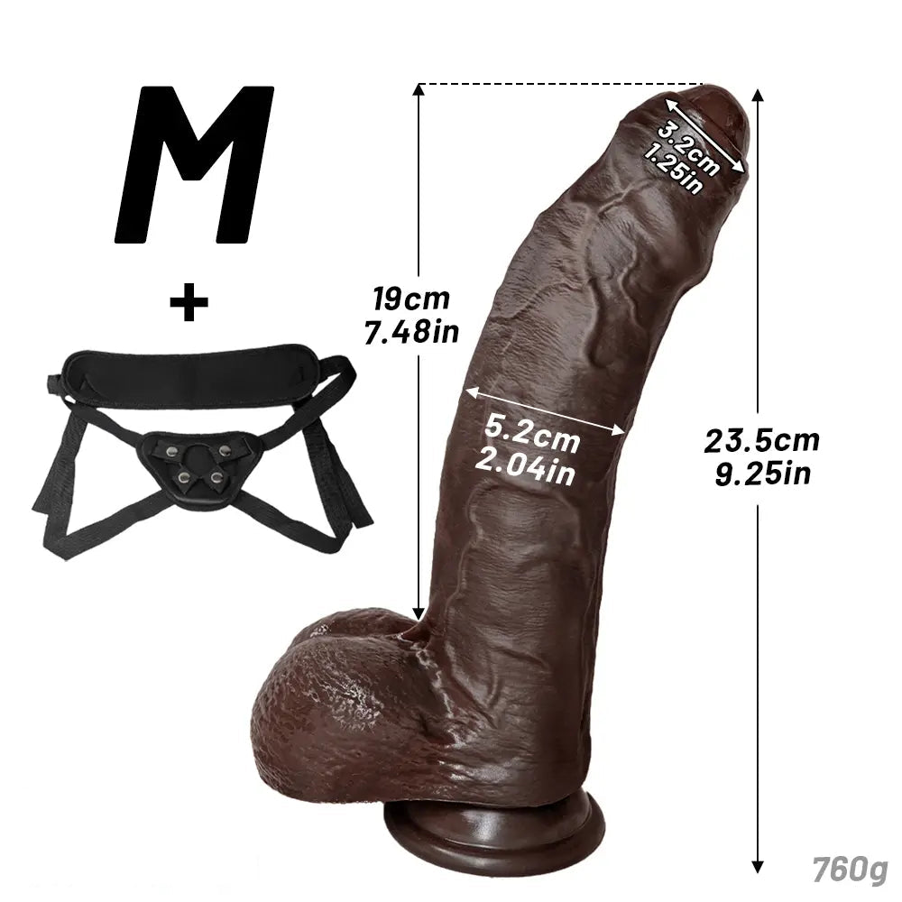 7.87in 9.25in 10.62in Uncut Foreskin Strap on Dildo Masturbation Device