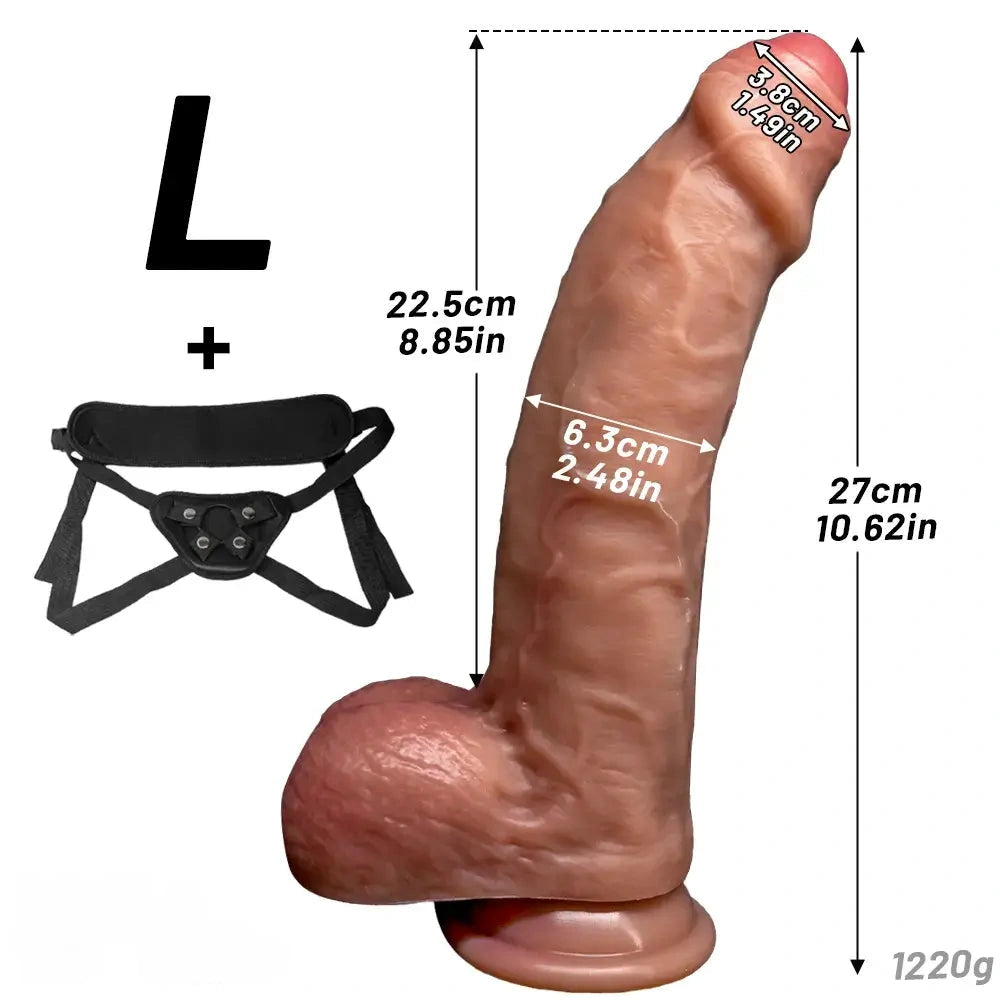 7.87in 9.25in 10.62in Uncut Realistic Strap on Soft Dildo For Vaginal Play