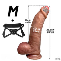 7.87in 9.25in 10.62in Uncut Realistic Strap on Soft Dildo For Vaginal Play