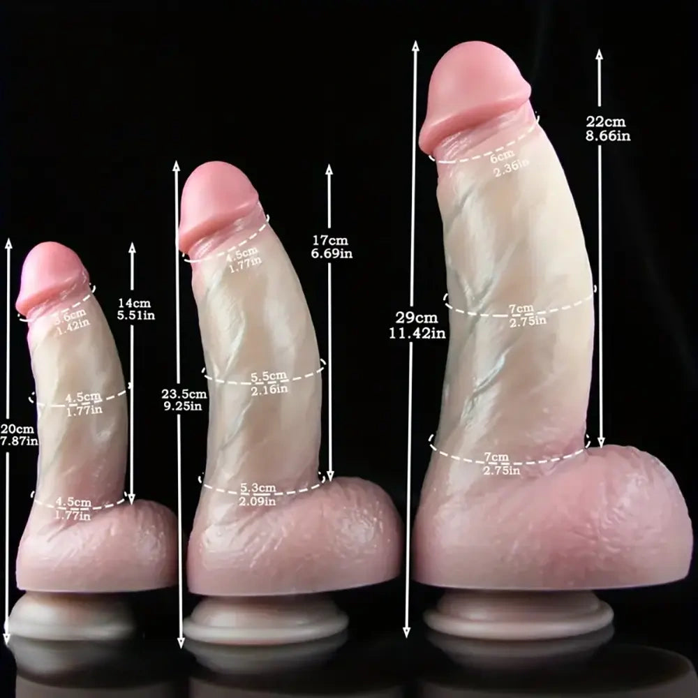7.87in 9.25in 11.42in Large Realistic Skin Penis Dildo Adult Toy