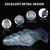7.87in 9.25in Wearable Large Skull Anal Dildo Soft Silicone Anal Stretcher