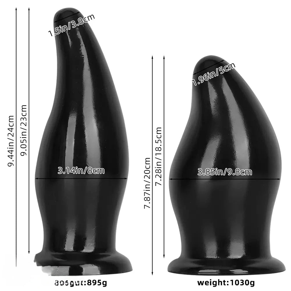 7.87in 9.44in PVC Black Anal Plug Thick Fat Big Dildo With Suction Cup