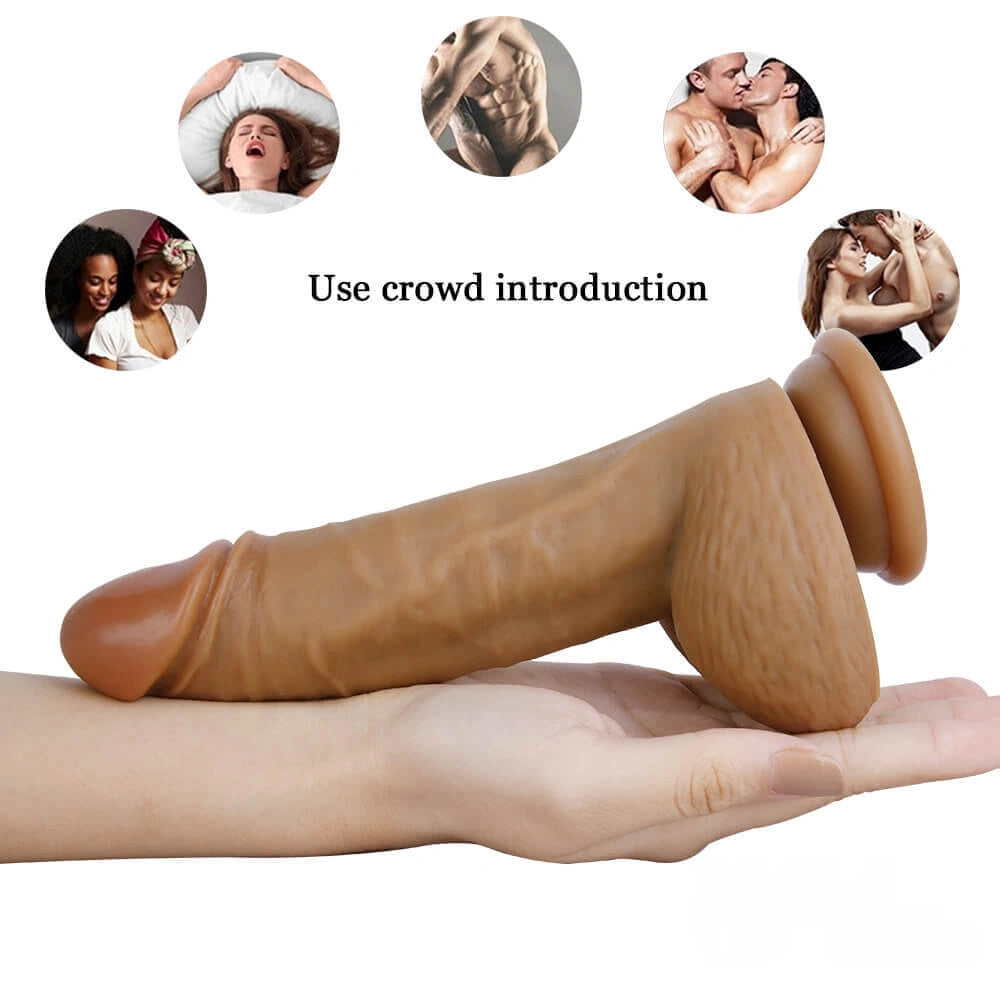 7.87in Big Body Liquid Silicone Dildo For Women Real Skin Sex Toy
