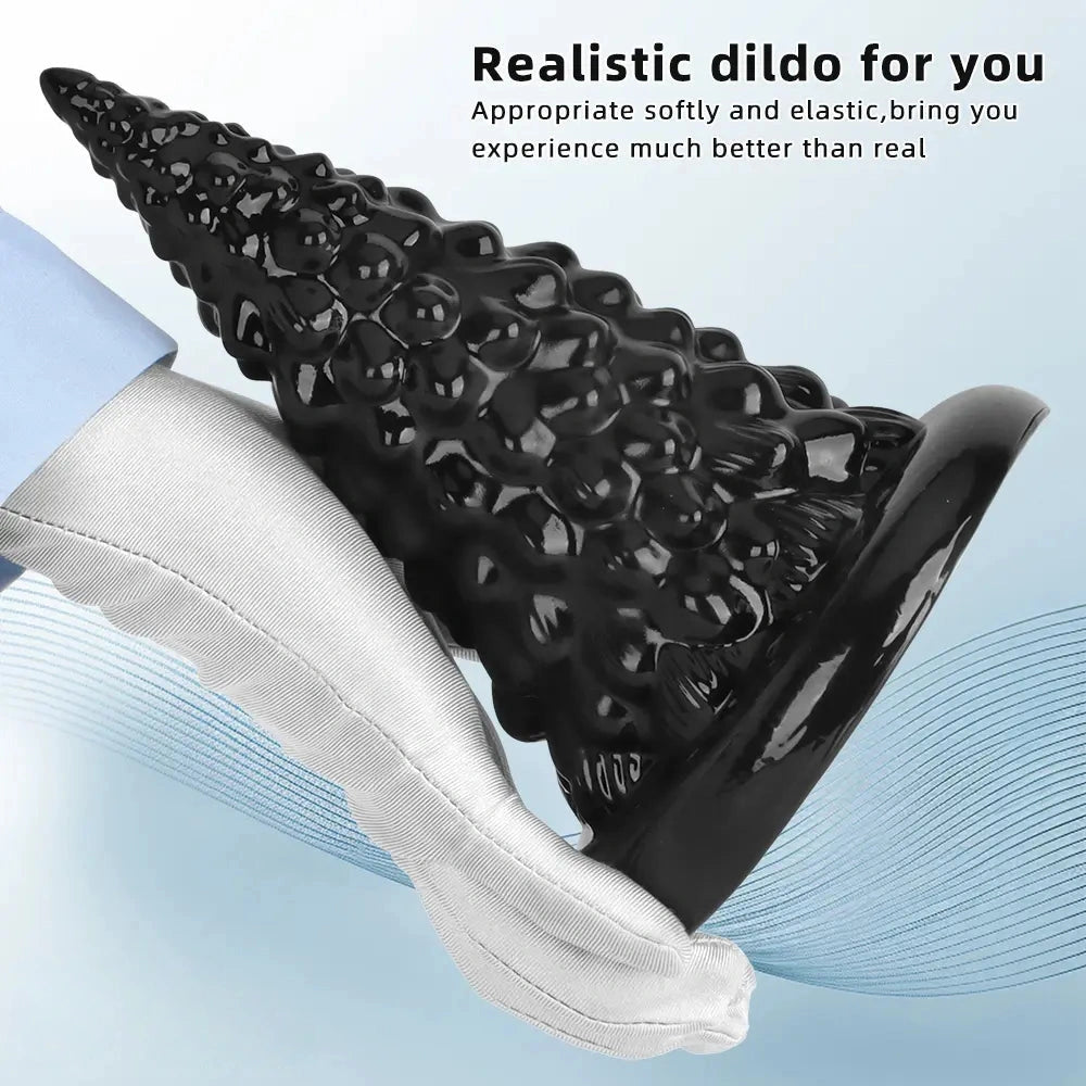 7.87in Black PVC Thick Anal Plug Anal Expansion Suction Cup G Spot Dildo