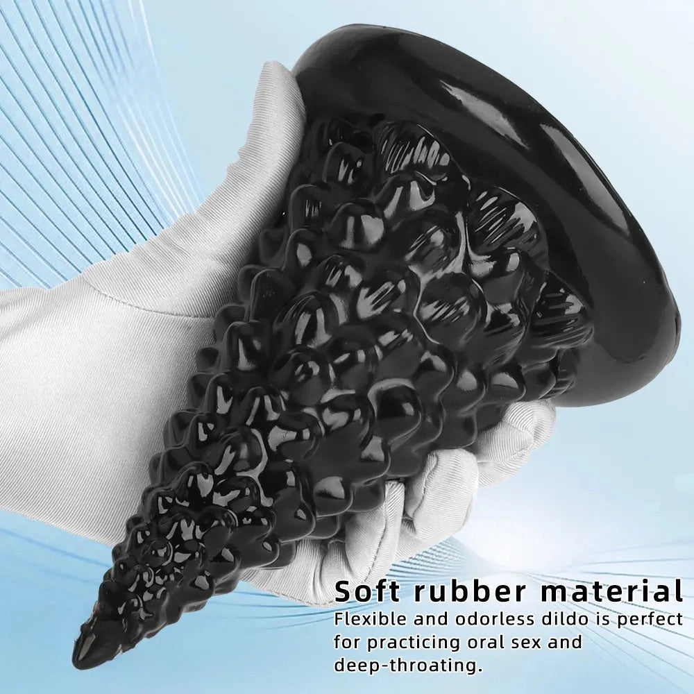7.87in Black PVC Thick Anal Plug Anal Expansion Suction Cup G Spot Dildo
