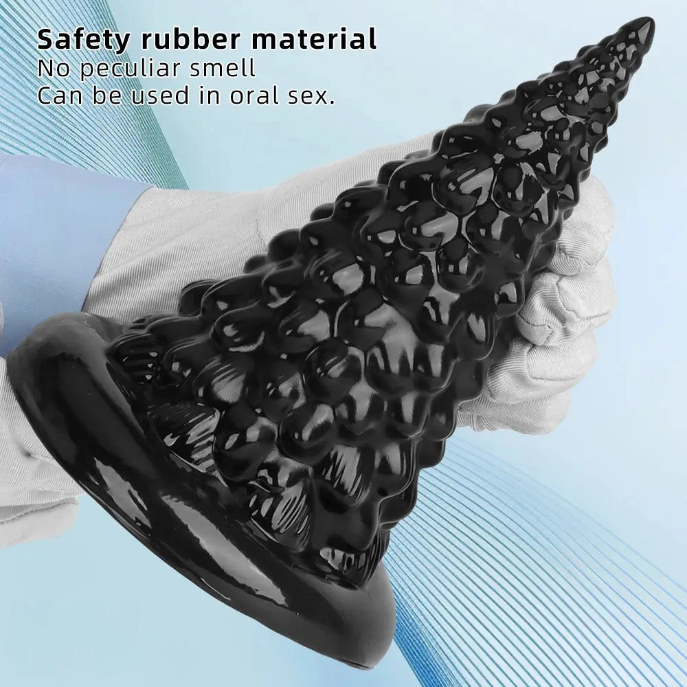 7.87in Black PVC Thick Anal Plug Anal Expansion Suction Cup G Spot Dildo
