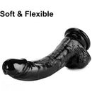 7.87in Black Skin Feeling Dildo Woman Man Suction Cup Anal Sex Toy