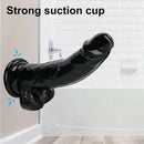 7.87in Black Skin Feeling Dildo Woman Man Suction Cup Anal Sex Toy