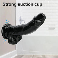 7.87in Black Skin Feeling Dildo Woman Man Suction Cup Anal Sex Toy