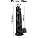 7.87in Black Skin Feeling Dildo Woman Man Suction Cup Anal Sex Toy