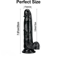 7.87in Black Skin Feeling Dildo Woman Man Suction Cup Anal Sex Toy