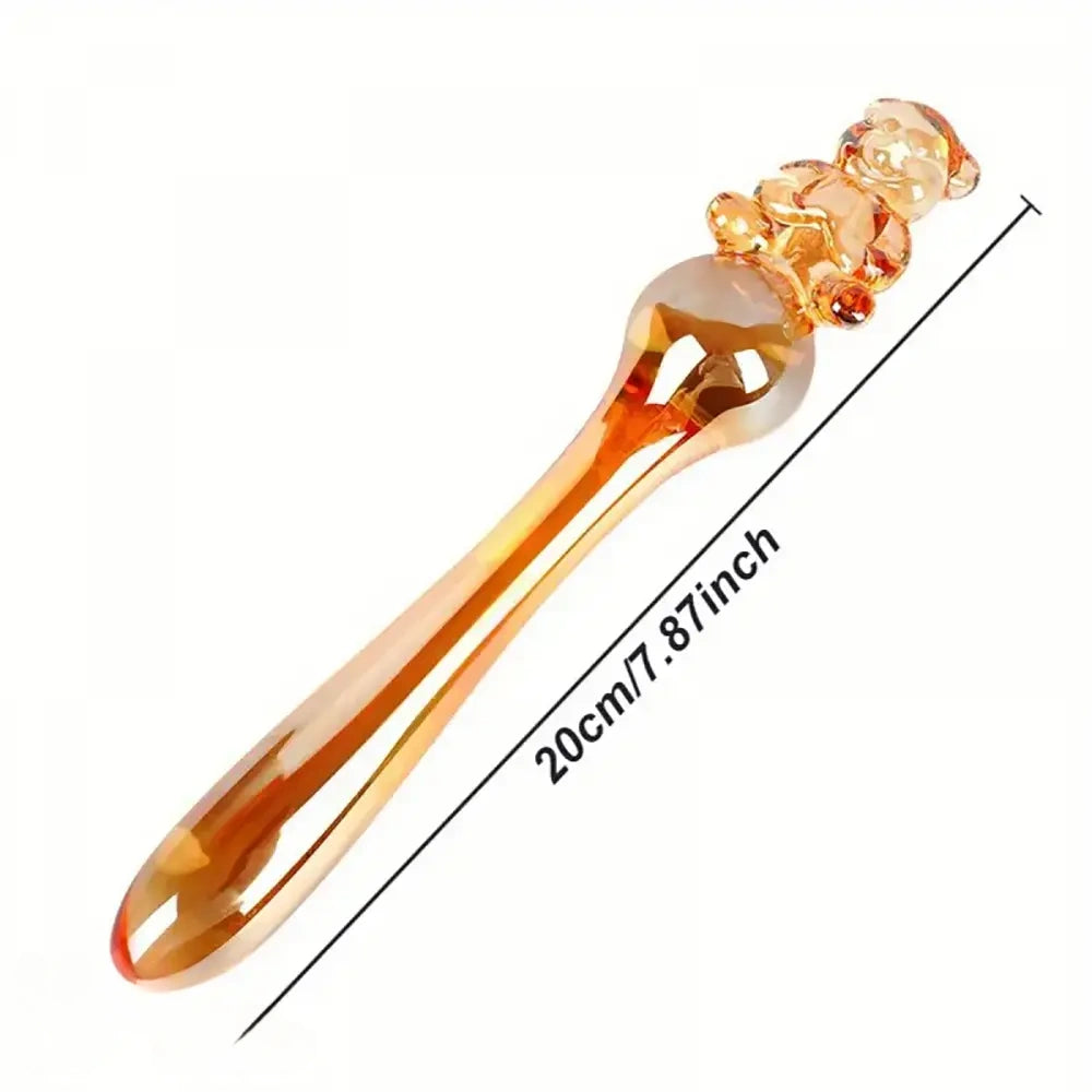 7.87in Cartoon Bear Series Glass Fantasy Cute Massage Stick Dildo