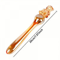 7.87in Cartoon Bear Series Glass Fantasy Cute Massage Stick Dildo