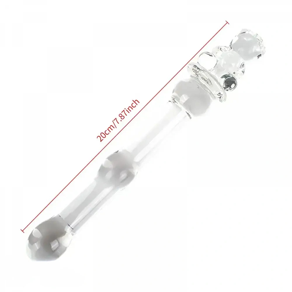 7.87in Cartoon Bear Series Glass Fantasy Cute Massage Stick Dildo