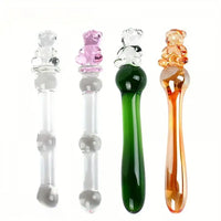 7.87in Cartoon Bear Series Glass Fantasy Cute Massage Stick Dildo