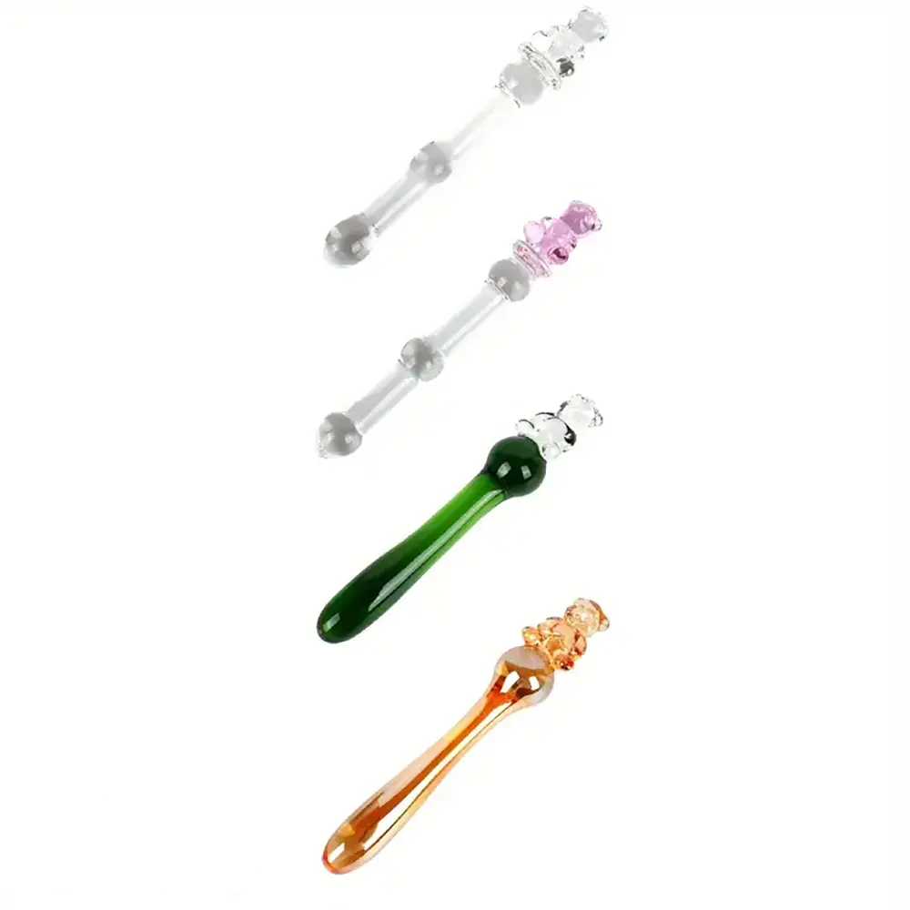 7.87in Cartoon Bear Series Glass Fantasy Cute Massage Stick Dildo
