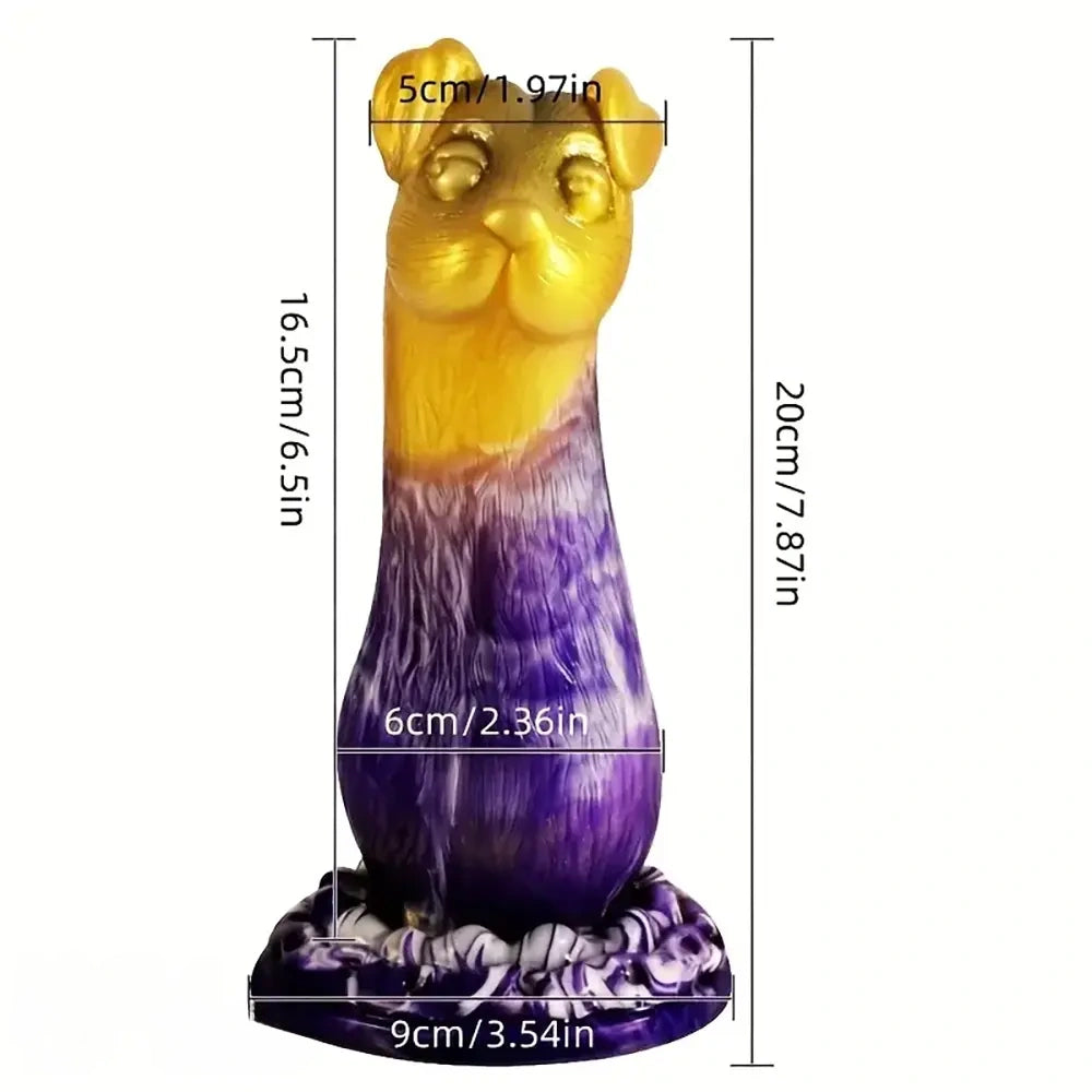 7.87in Chinese Zodiac Dog Design Silicone Hand Wash Only Soft Dildo