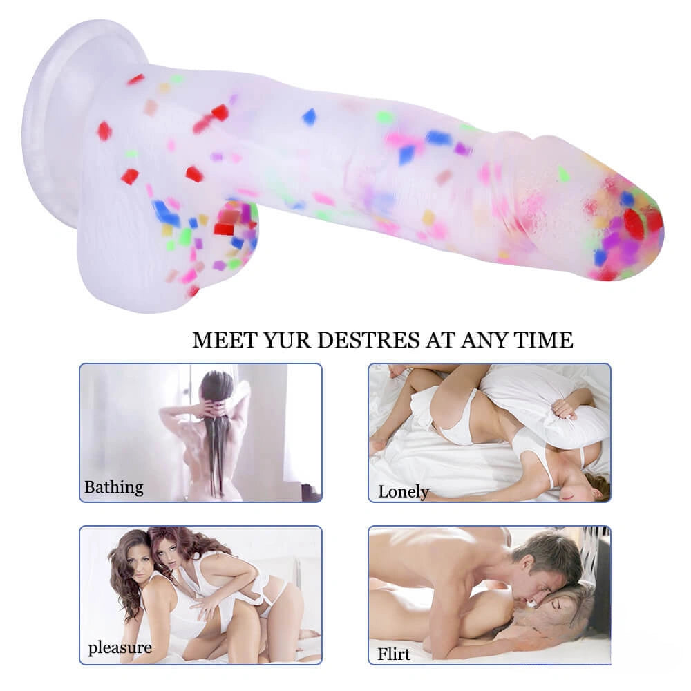 7.87in Crystal Clear Fruit Silicone Dildo For Adult Couples