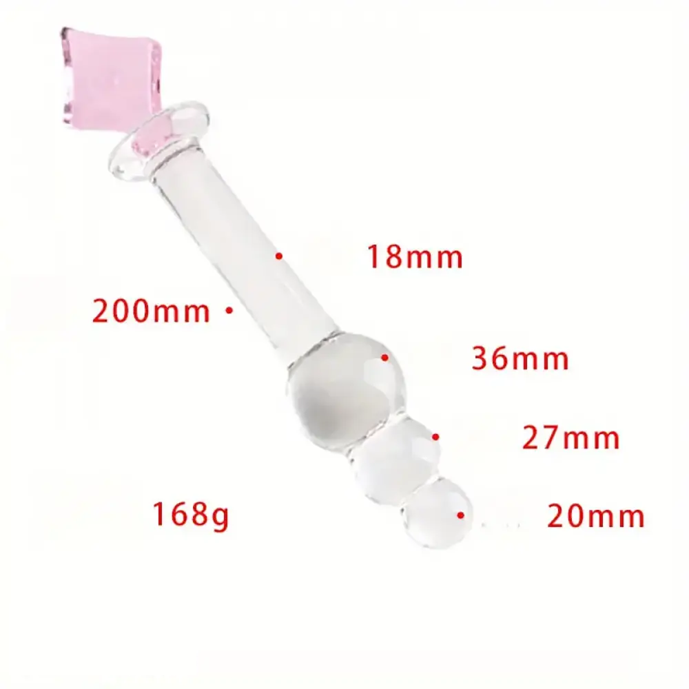 7.87in Crystal Glass Penis Anal Beads Dildo With Square Crystal Pagoda
