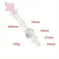 7.87in Crystal Glass Penis Anal Beads Dildo With Square Crystal Pagoda