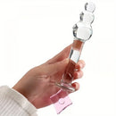7.87in Crystal Glass Penis Anal Beads Dildo With Square Crystal Pagoda