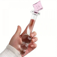 7.87in Crystal Glass Penis Anal Beads Dildo With Square Crystal Pagoda