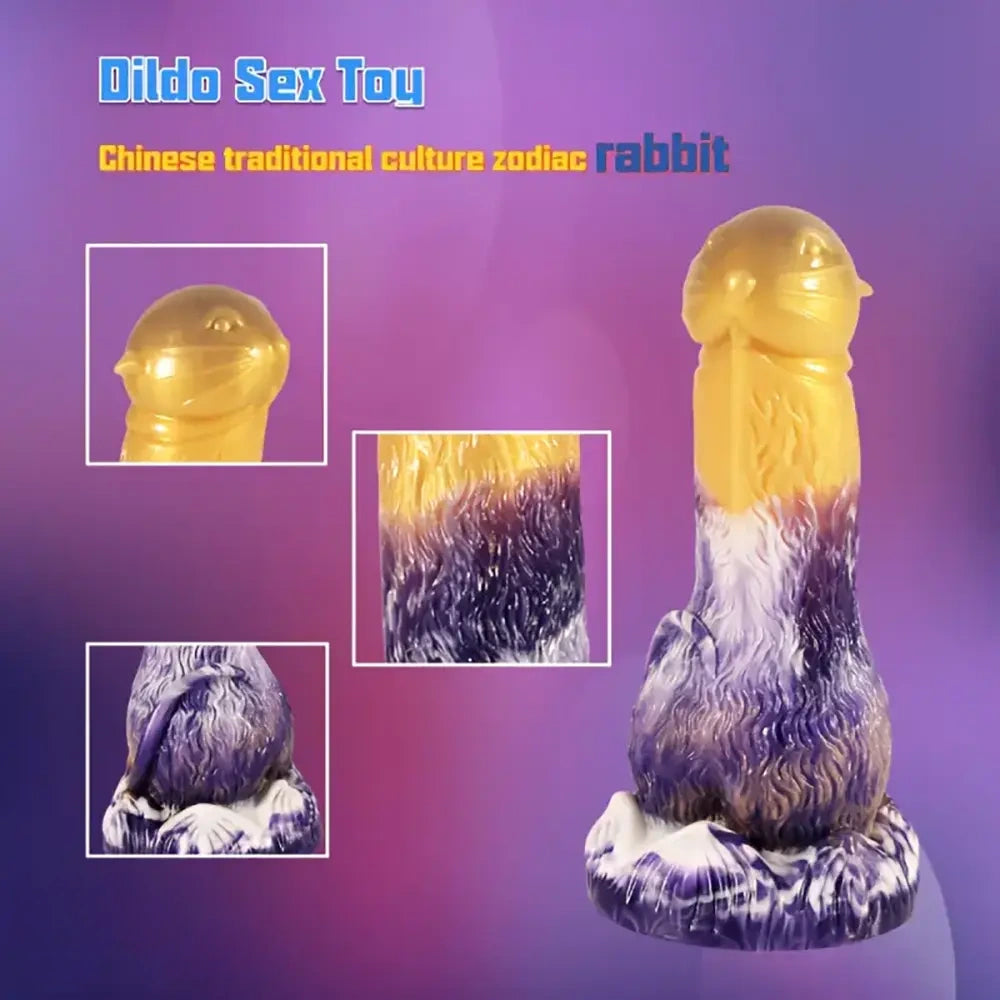 7.87in Dildo Sex Toy With Suction Cup Silicone Rabbit-Shaped Dildo