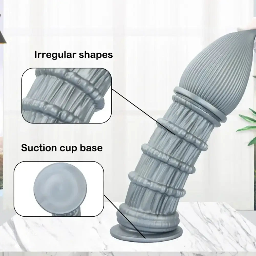 7.87in Ergonomic Silicone Cone Mushroom Head Threaded Dildo