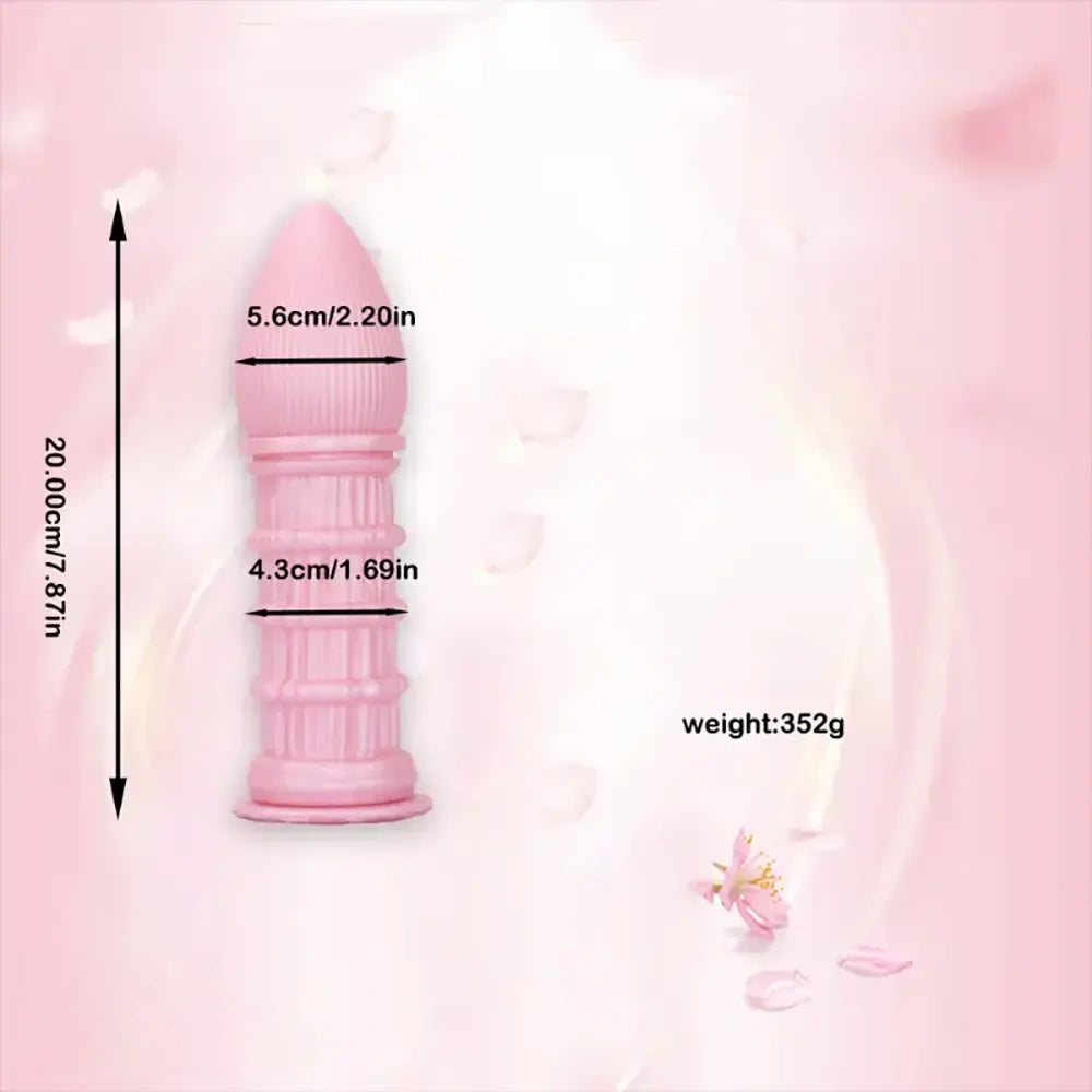 7.87in Ergonomic Silicone Cone Mushroom Head Threaded Dildo
