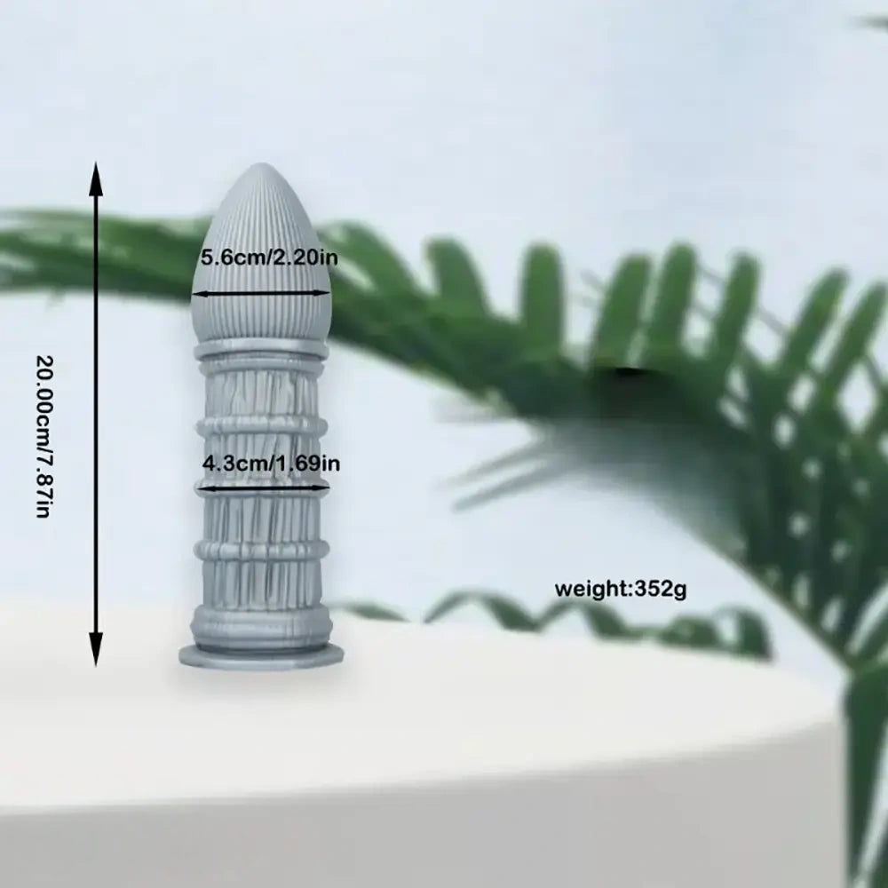 7.87in Ergonomic Silicone Cone Mushroom Head Threaded Dildo