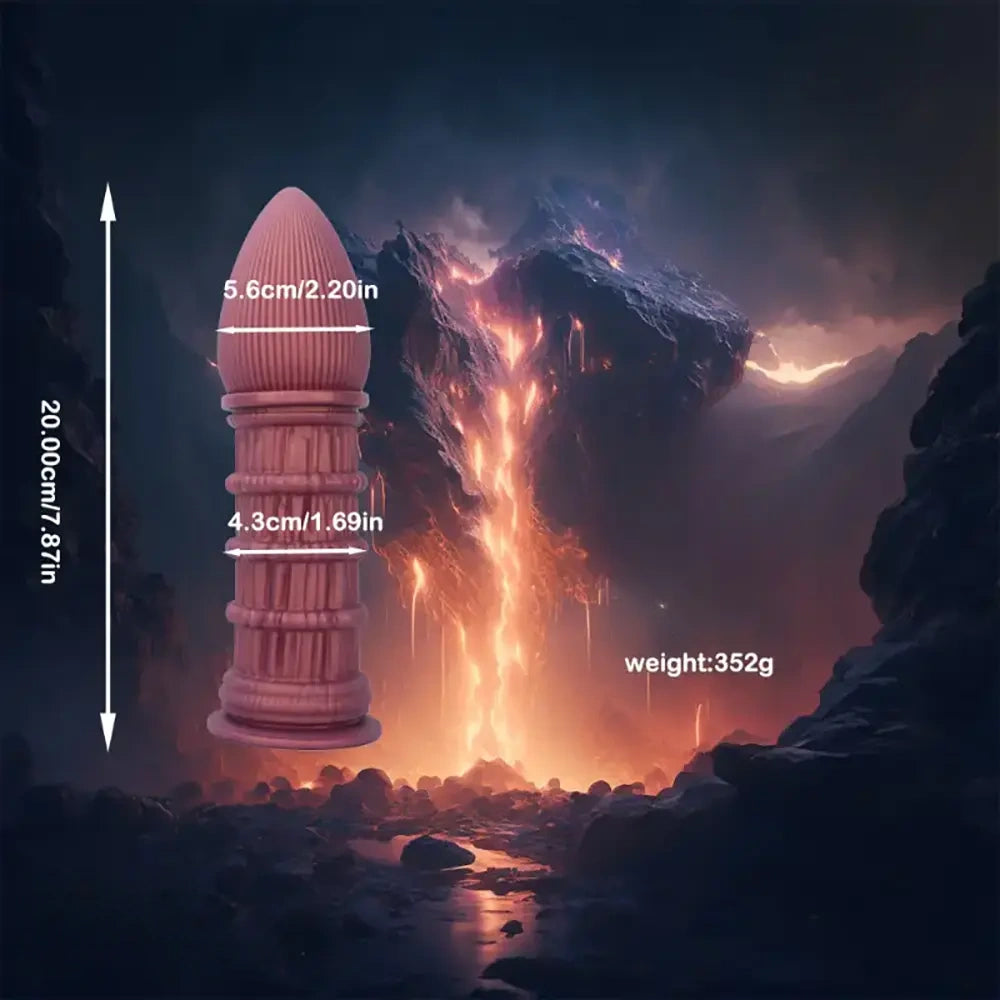 7.87in Ergonomic Silicone Cone Mushroom Head Threaded Dildo