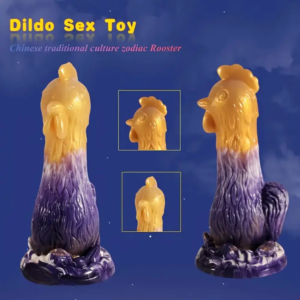 7.87in Exotic Thick Rooster Chicken Silicone Dildo Penis Couple Gift