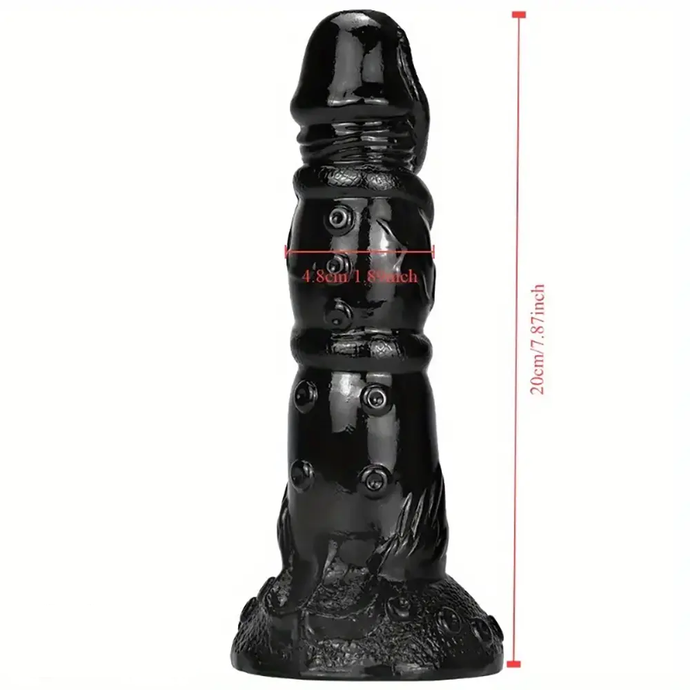 7.87in Fantasy Black Spiked Male Dildo For Stimulation Massager Pleasure