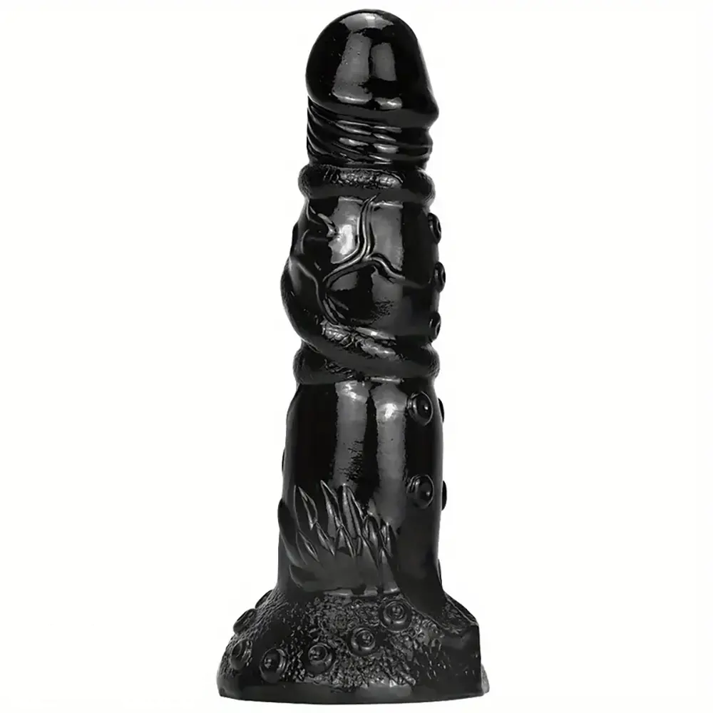 7.87in Fantasy Black Spiked Male Dildo For Stimulation Massager Pleasure
