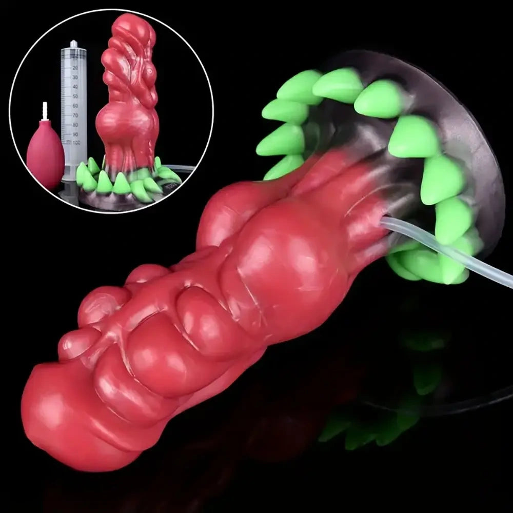 7.87in Fantasy Monster Cumming Dildo Wth Water Spray For Vagina Anus