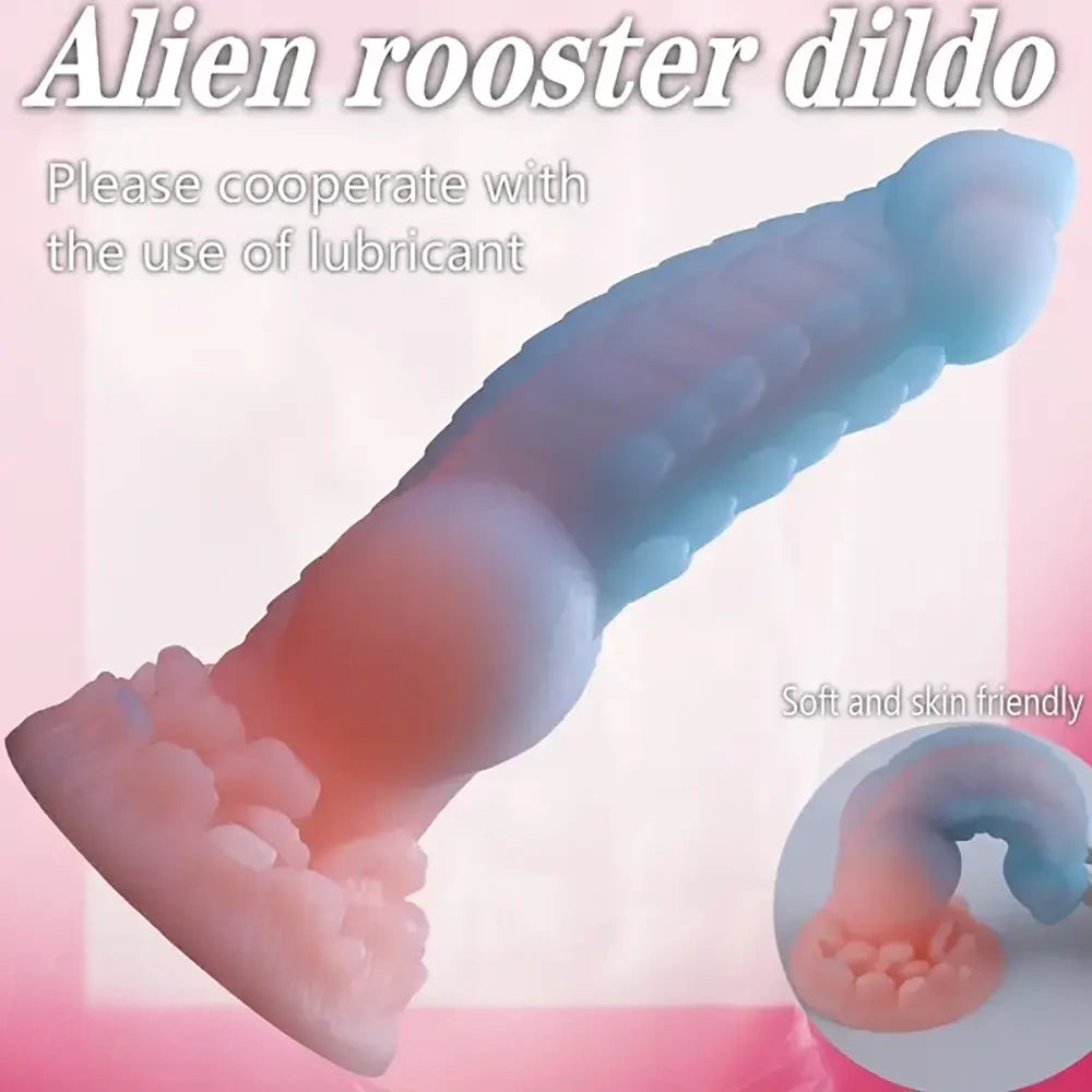7.87in Fantasy Monster Dildo With Knot Luminous Silicone Thick Dildo