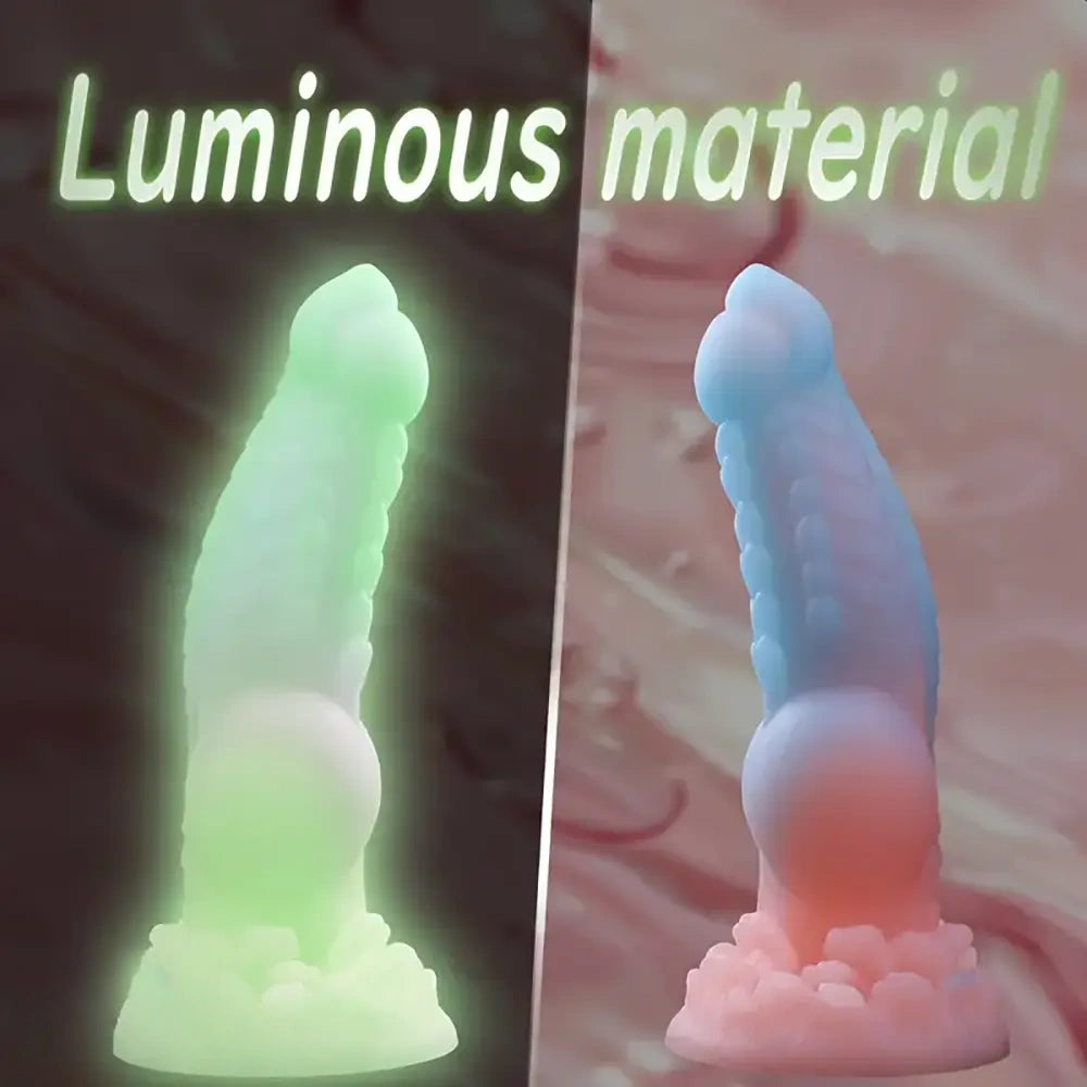 7.87in Fantasy Monster Dildo With Knot Luminous Silicone Thick Dildo