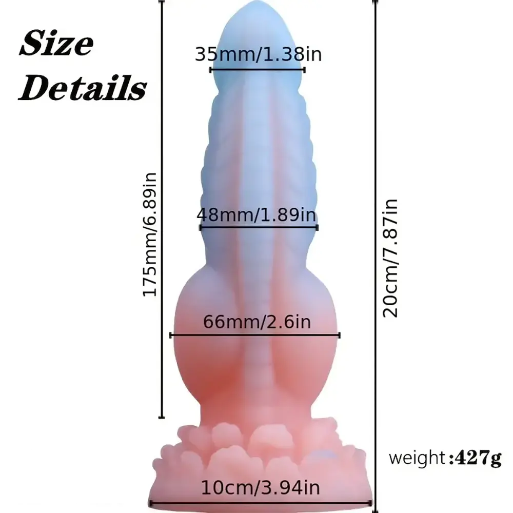 7.87in Fantasy Monster Dildo With Knot Luminous Silicone Thick Dildo