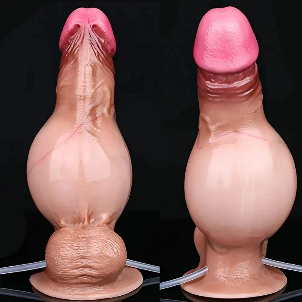 7.87in Flexible Liquid Silicone Inflatable Spraying Ejaculating Soft Dildo Sex Toy