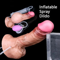 7.87in Flexible Liquid Silicone Inflatable Spraying Ejaculating Soft Dildo Sex Toy